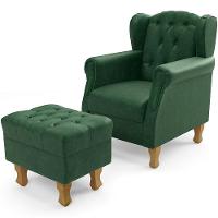 Poltrona Yara P02 Com Puff Paris Facto Verde Musgo - 1