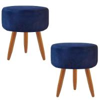 Combo 2 Puffs Redondo Pé Palito Azul Marinho - 1