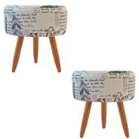 Combo 2 Puffs Redondo Pé Palito Paris Azul Verde - 1