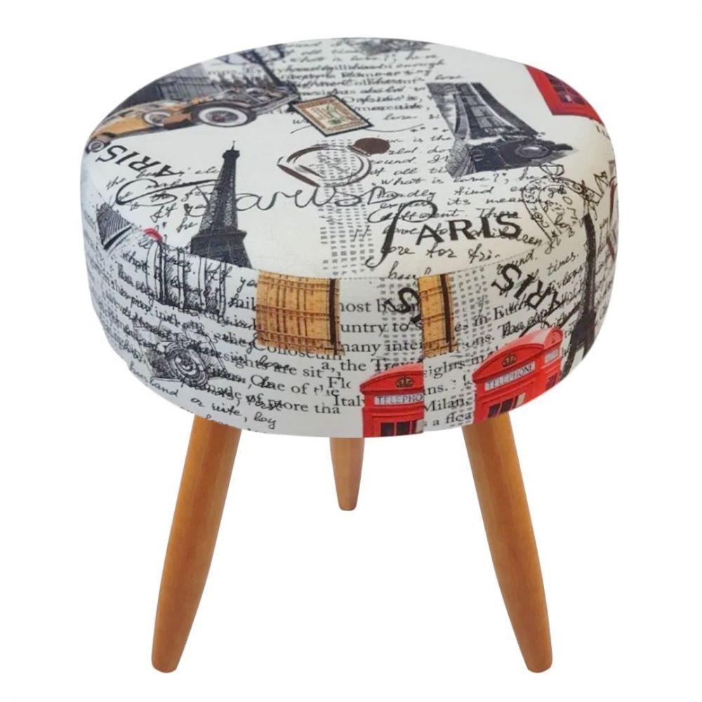 5 Puffs Decorativos Redondo Pé Palito Suede Paris Vermelho - 2