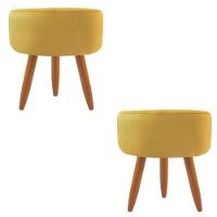 Combo 2 Puffs Redondo Pé Palito Amarelo - 1