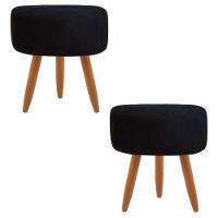 Combo 2 Puffs Redondo Pé Palito Preto - 1