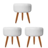 Combo 3 Puffs Redondo Pé Palito Branco - 1