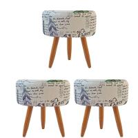 Combo 3 Puffs Decorativos Redondo Pé Palito-Suede Paris Azul Verde - 1