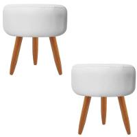 Combo 2 Puffs Redondo Pé Palito Branco - 1