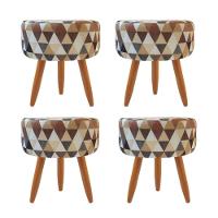 Combo 4 Puffs Redondo Pé Palito Triangûlo Bege - 1