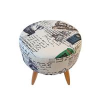 Combo 4 Puffs Decorativos Redondo Pé Palito-Suede Paris Azul Verde