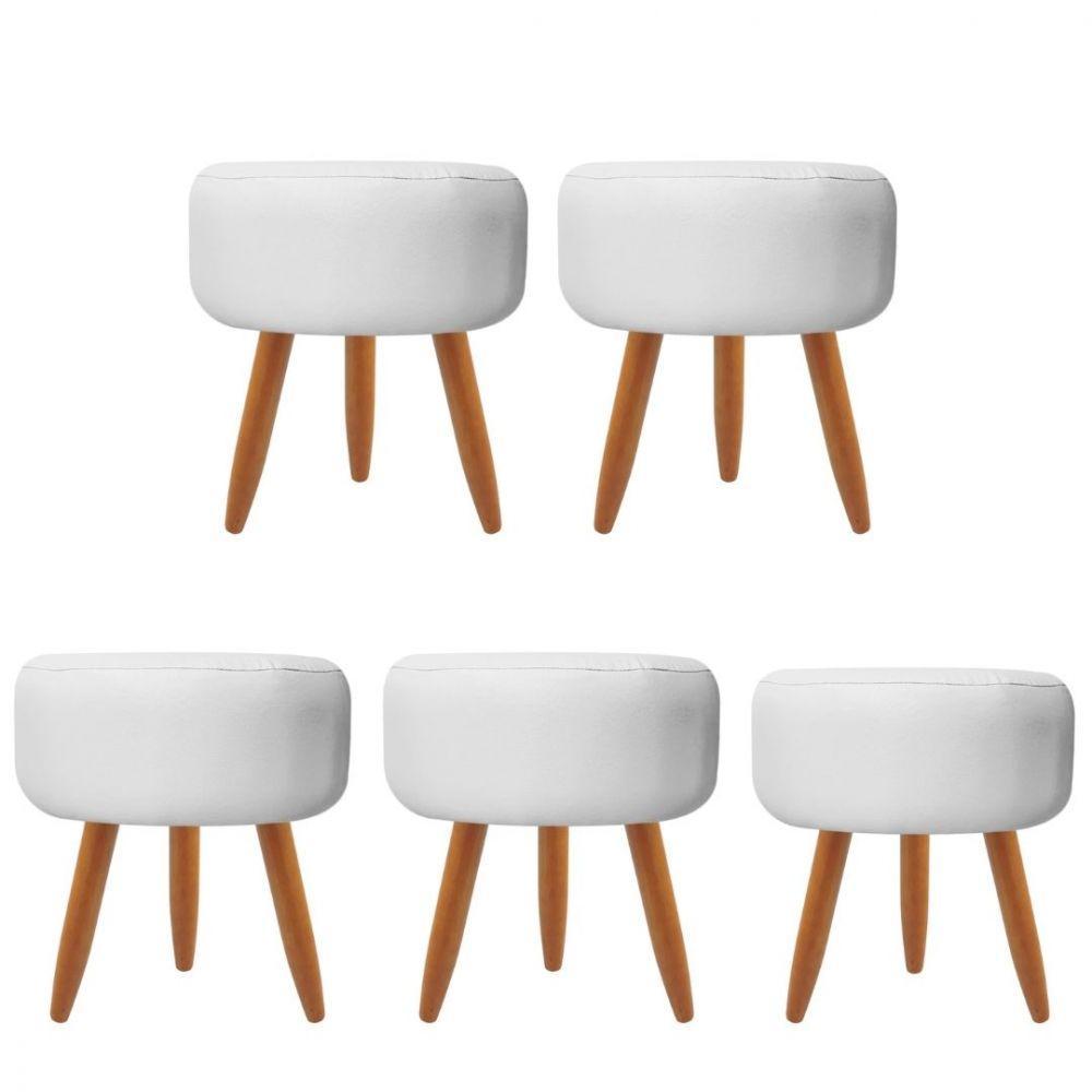 Combo 5 Puffs Redondo Pé Palito Branco - 1