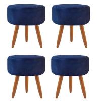 Combo 4 Puffs Redondo Pé Palito Azul Marinho - 1