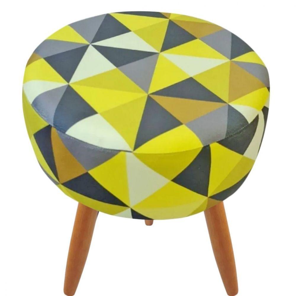 Combo 5 Puffs Redondo Pé Palito Triangûlo Amarelo - 2