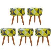 Combo 5 Puffs Redondo Pé Palito Triangûlo Amarelo - 1