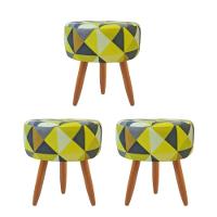 Combo 3 Puffs Redondo Pé Palito Triangûlo Amarelo - 1