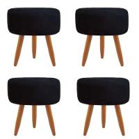 Combo 4 Puffs Redondo Pé Palito Preto - 1