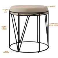 Kit 02 Puffs Aramado Preto Zaya L02 Suede Bege - 3