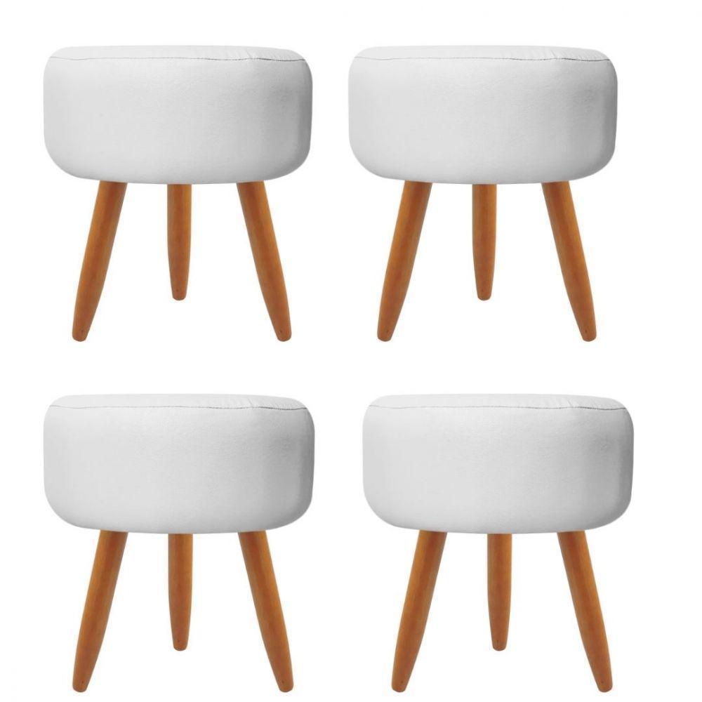 Combo 4 Puffs Redondo Pé Palito Branco - 1