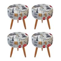 Combo 4 Puffs Redondo Pé Palito Paris Vermelho - 1