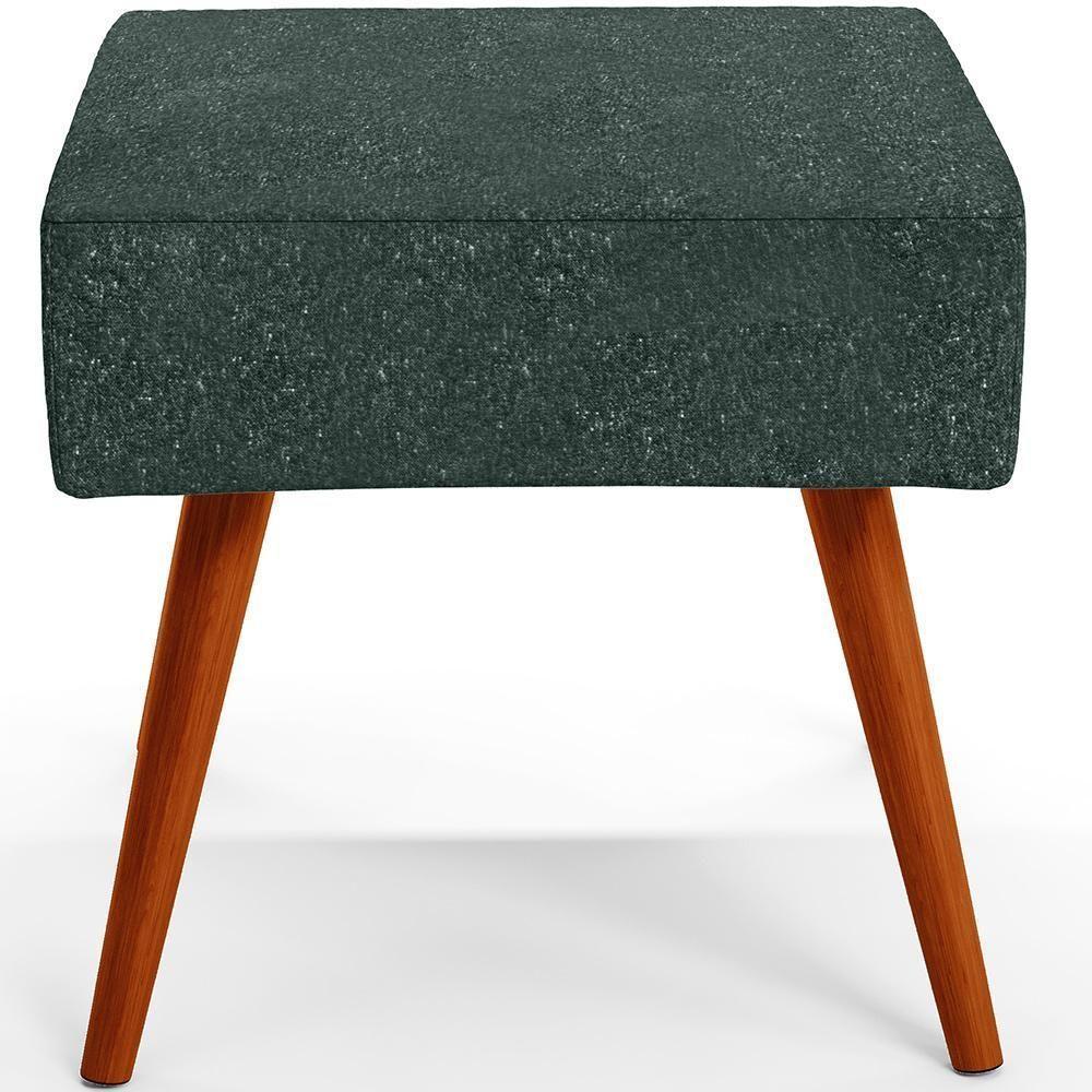 Kit 02 Puffs Banqueta Com Pés Palito Linho Verde Musgo - 2