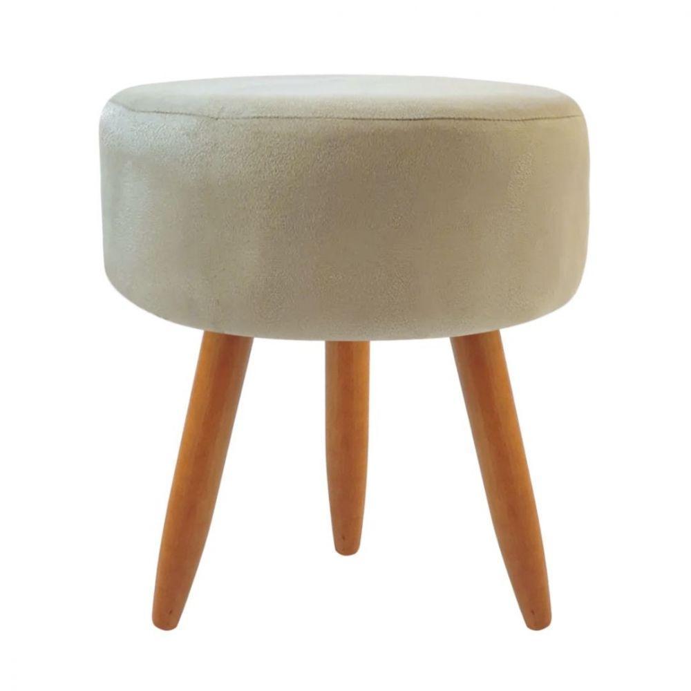 Combo 6 Puffs Redondo Pé Palito Bege - 1