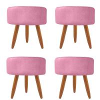 Combo 4 Puffs Redondo Pé Palito Suede Rosa - 1