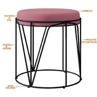 Kit 02 Puffs Aramado Preto Zaya L02 Suede Rosê - 3