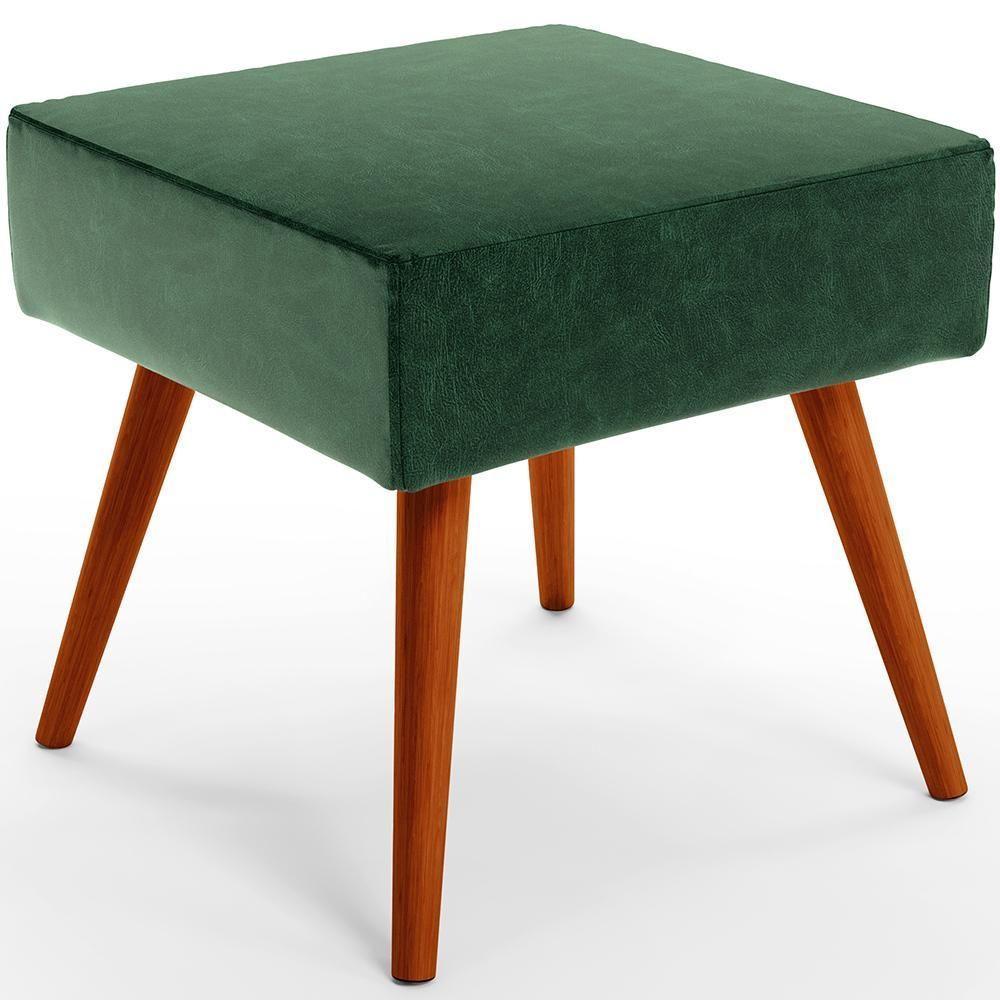 Kit 02 Puffs Banqueta Com Pés Palito Facto Verde Musgo - 6