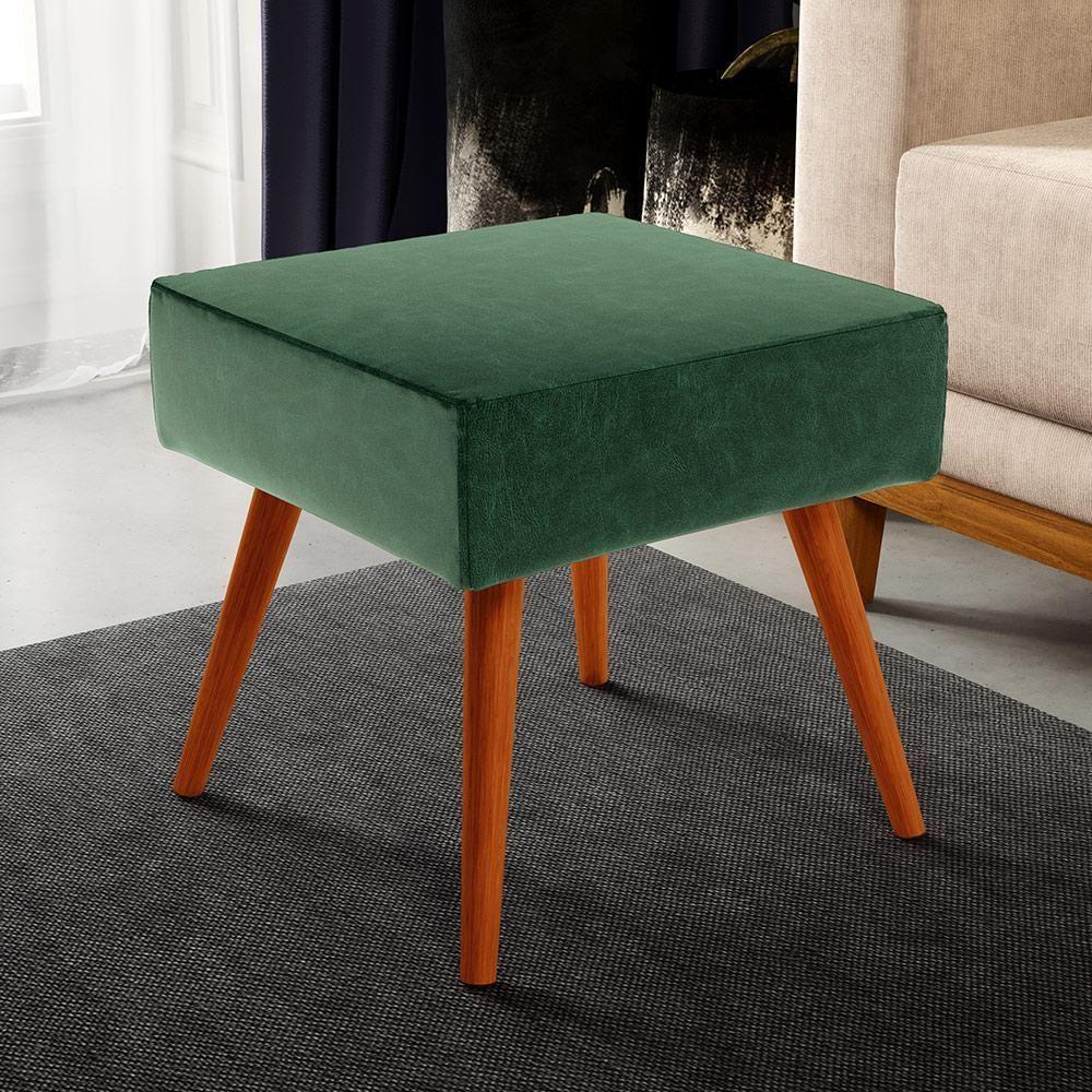 Kit 02 Puffs Banqueta Com Pés Palito Facto Verde Musgo - 7