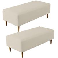 Kit 02 Puffs Bali W01 Pés Palito 120x50 Cm Suede Bege - 1