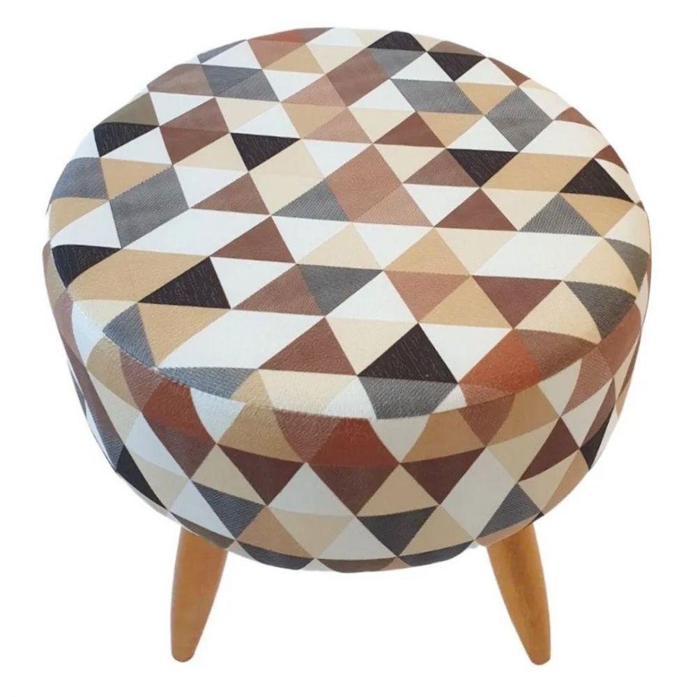 Combo 6 Puffs Redondo Pé Palito Triangûlo Bege - 2