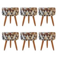 Combo 6 Puffs Redondo Pé Palito Triangûlo Bege - 1