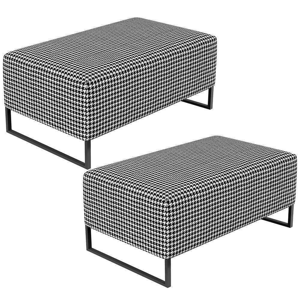 Kit 02 Puffs Cléo W01 Base Ferro 90 Cm Suede Pied Poule - 1