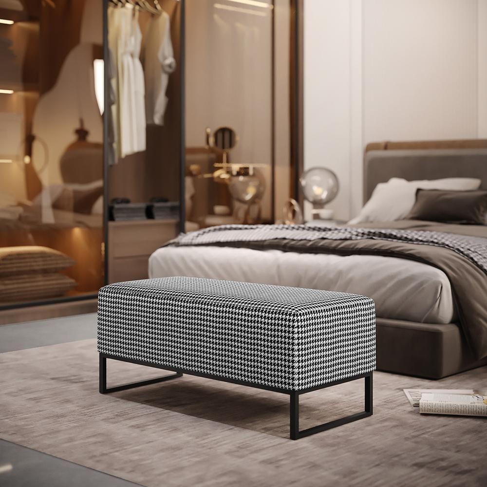 Kit 02 Puffs Cléo W01 Base Ferro 90 Cm Suede Pied Poule - 8