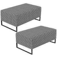 Kit 02 Puffs Cléo W01 Base Ferro 90 Cm Suede Pied Poule - 1