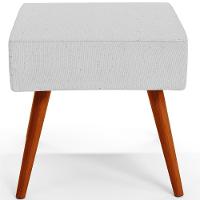 Kit 02 Puffs Banqueta Decorativa Com Pés Palito Linho Cinza - 2