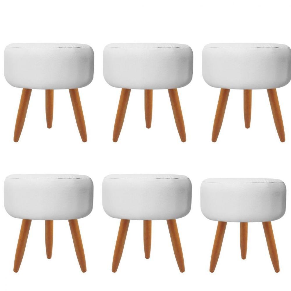 Combo 6 Puffs Redondo Pé Palito Branco - 1