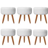 Combo 6 Puffs Redondo Pé Palito Branco - 1