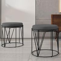 Kit 02 Puffs Aramado Preto Zaya L02 Suede Cinza - 4