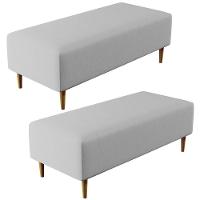 Kit 02 Puffs Bali W01 Pés Palito 120x50 Cm Linho Cinza - 1