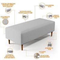 Kit 02 Puffs Bali W01 Pés Palito 120x50 Cm Linho Cinza - 6