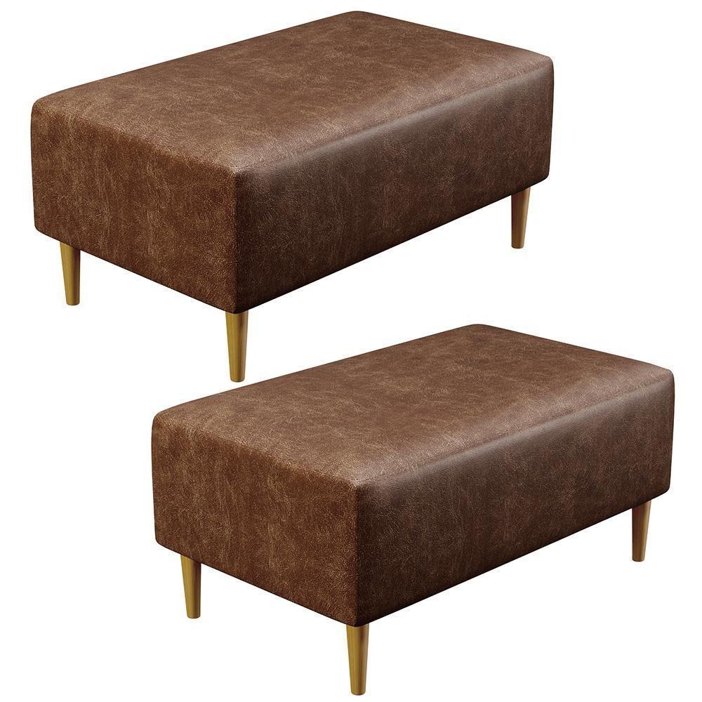 Kit 02 Puffs Cléo W01 Pés Palito 90 Cm Couríssimo Marrom - 1