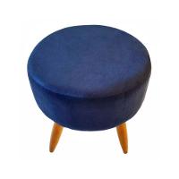 Combo 6 Puffs Decorativos Redondo Pé Palito-Suede Azul Marinho