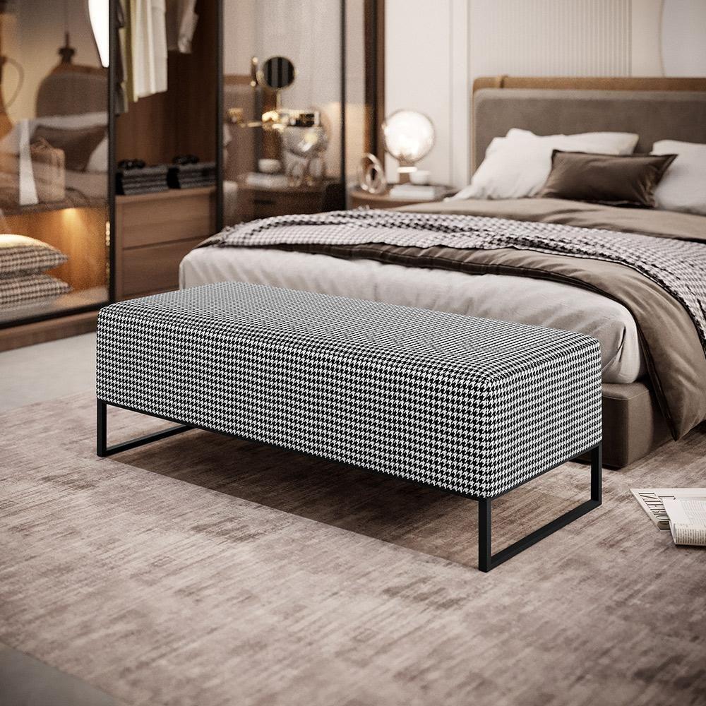 Kit 02 Puffs Bali W01 Base Ferro 120x50 Cm Suede Pied Poule - 8