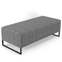 Kit 02 Puffs Bali W01 Base Ferro 120x50 Cm Suede Pied Poule - 7