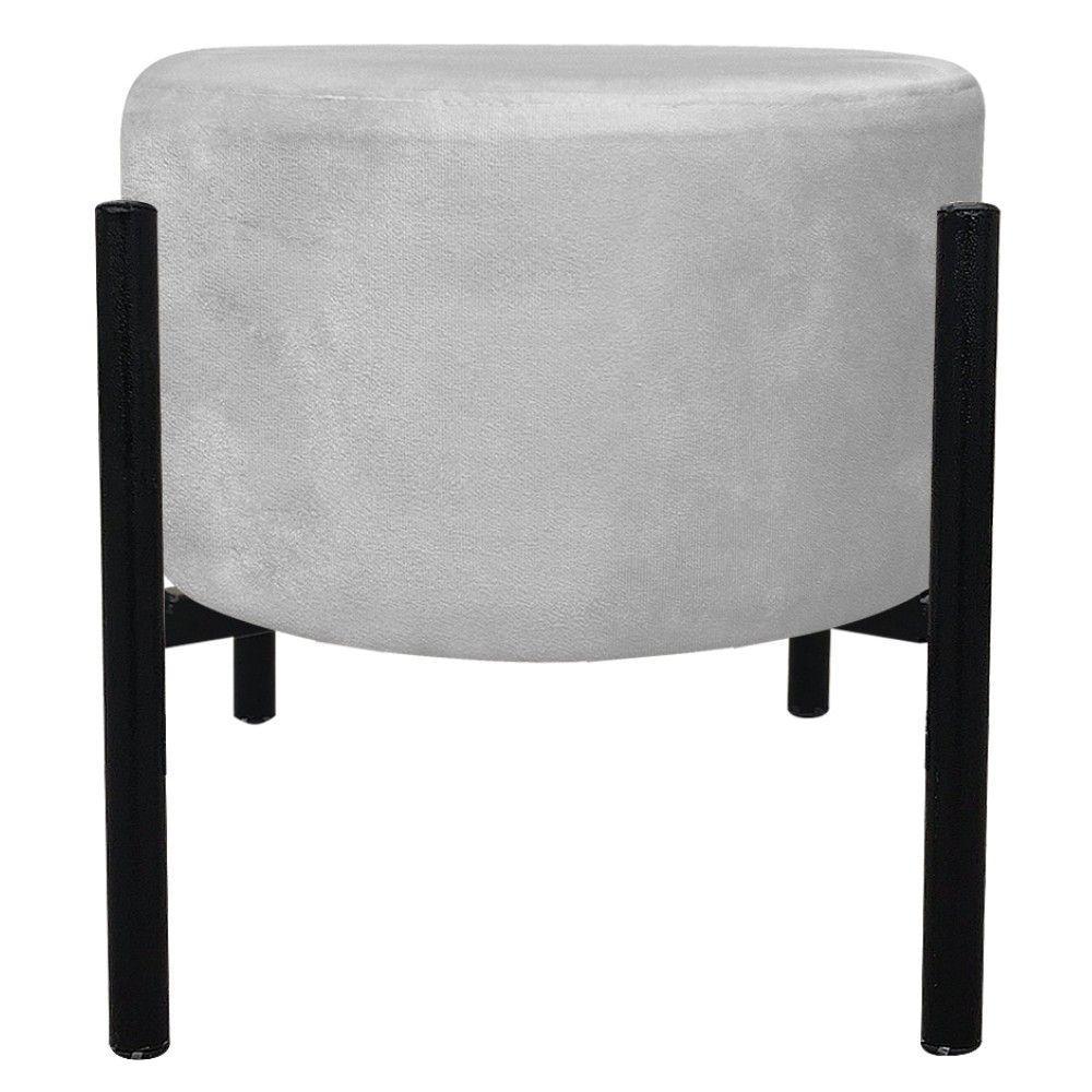 Kit 02 Puffs Iron Suede Base Preto Palito Drossi Cinza - 3