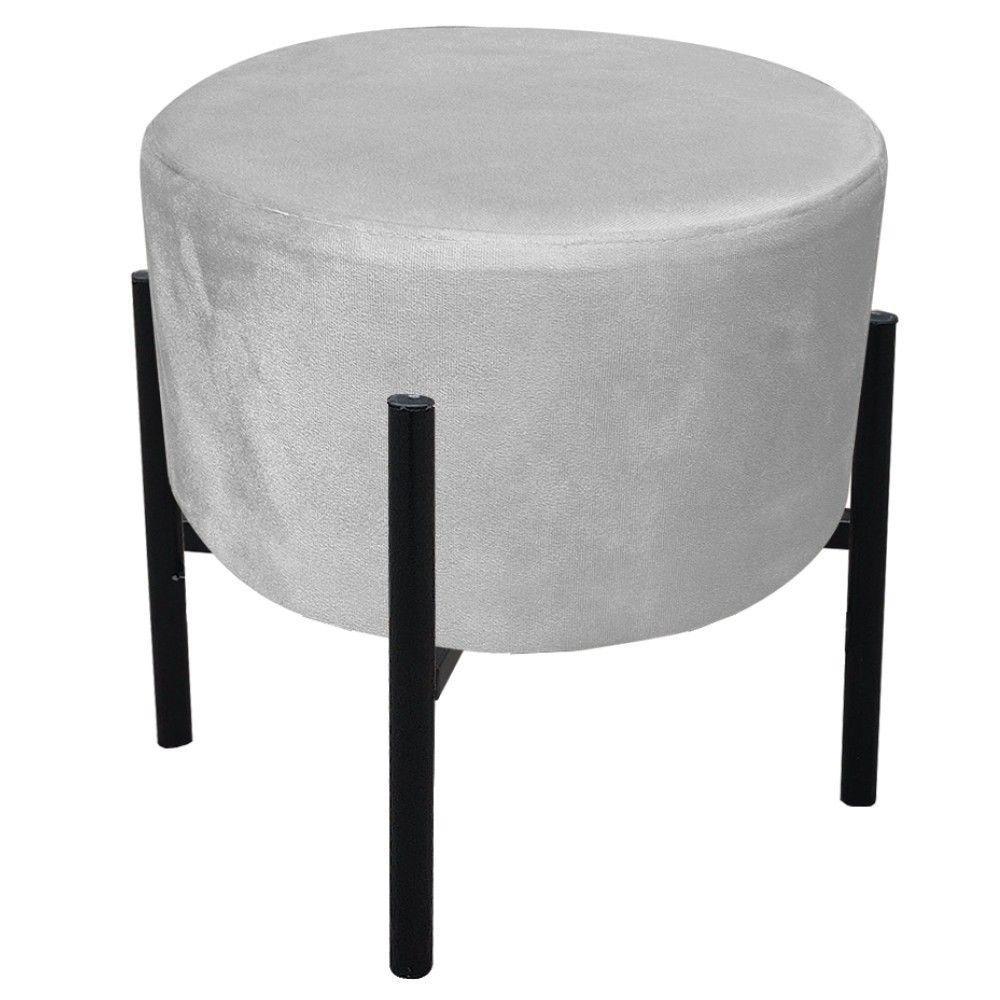 Kit 02 Puffs Iron Suede Base Preto Palito Drossi Cinza - 5