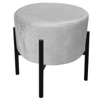 Kit 02 Puffs Iron Suede Base Preto Palito Drossi Cinza - 5