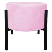 Kit 02 Puffs Iron Suede Base Preto Palito Drossi Rosa Bebê