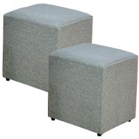 Kit 02 Puffs Quadrado L02 Sala De Estar Linho Cinza Escuro - 1