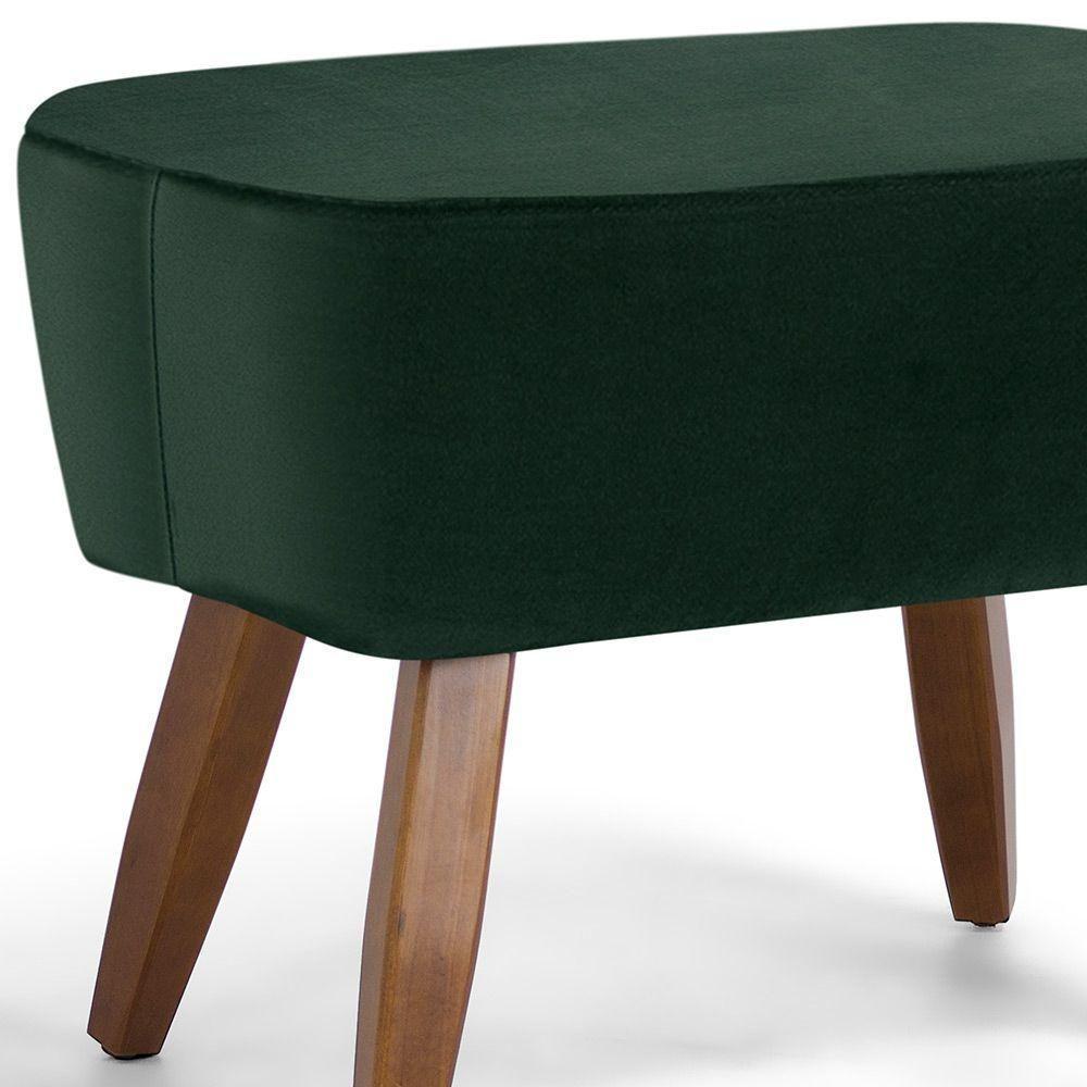 Kit 02 Puffs Pés De Madeira Fixo Juliet Veludo Verde C-303 - 3