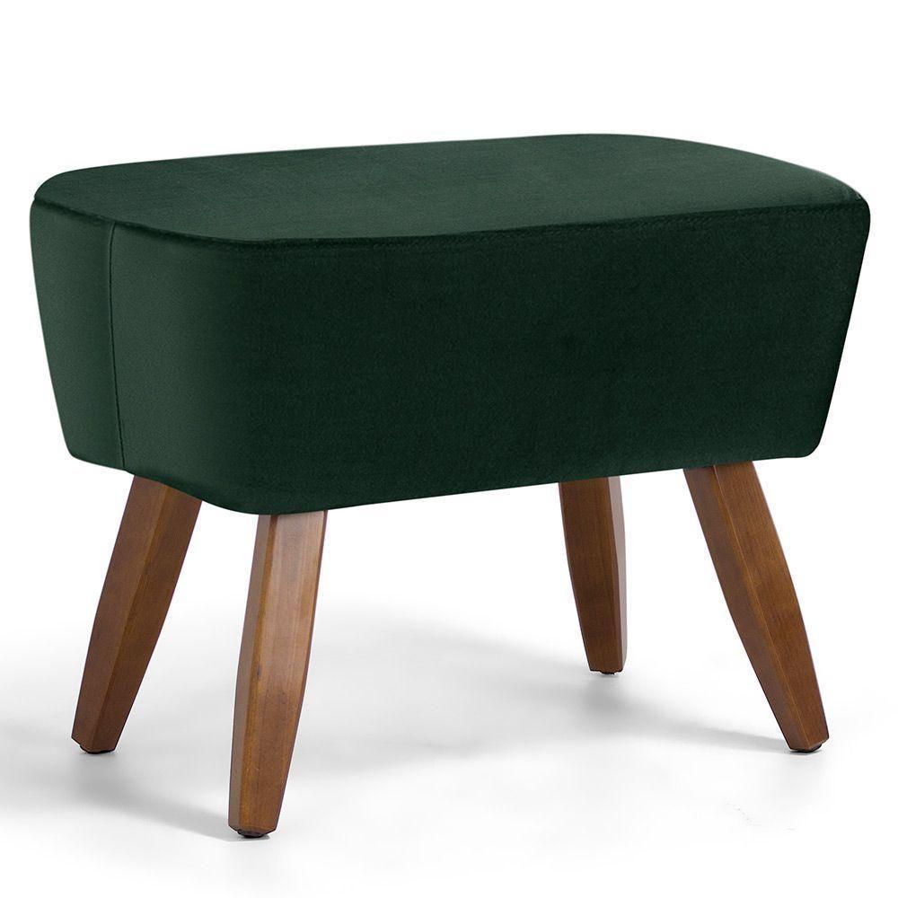 Kit 02 Puffs Pés De Madeira Fixo Juliet Veludo Verde C-303 - 4