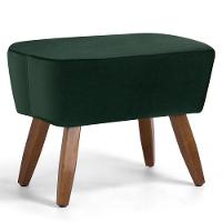 Kit 02 Puffs Pés De Madeira Fixo Juliet Veludo Verde C-303 - 7